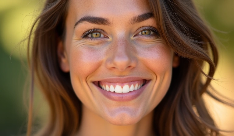 Woman with radiant skin, natural beauty